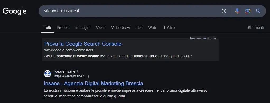 Perché il Mio Sito Non Compare su Google? 6 Motivi e Soluzioni 1 Perché il Mio Sito Non Compare su Google - Comando site