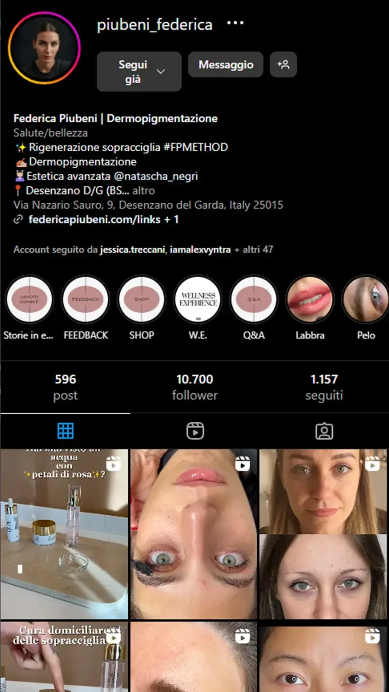 federica piubenipubblicità su instagram